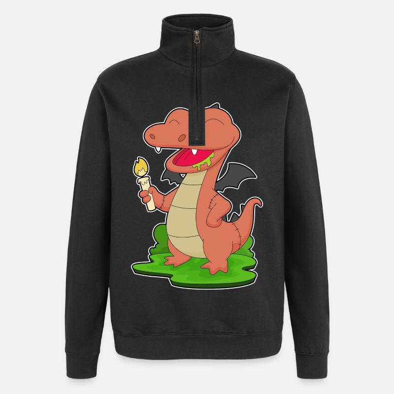 Dragon Bougie d’Halloween - Sweat à zip 1/4 - noir