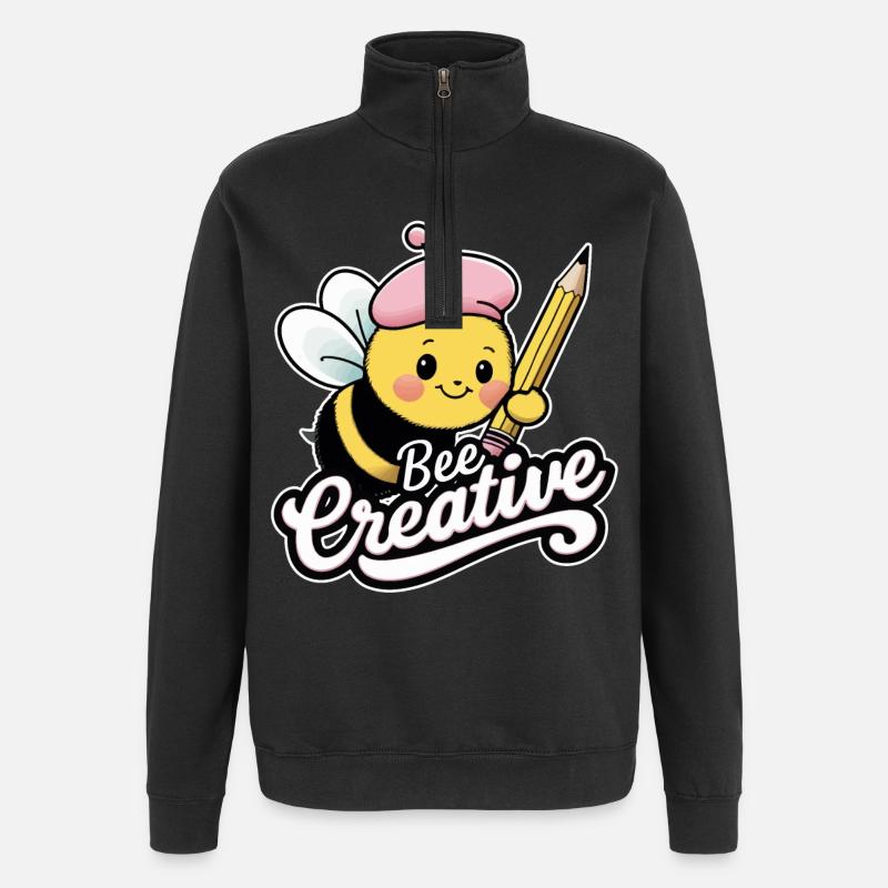 abeille créative abeille soyez créatif - Sweat à zip 1/4 - noir