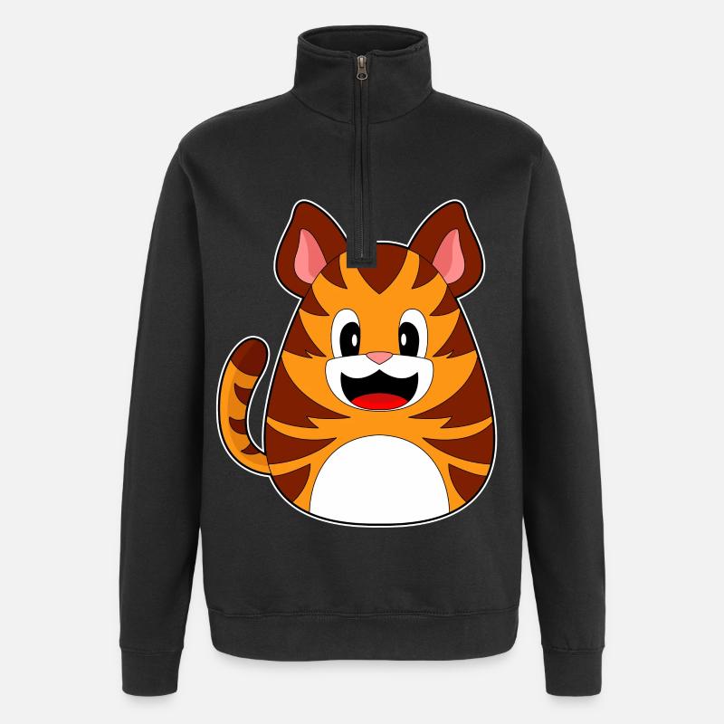 Tiger Ostern Osterei - Quarter-Zip-Sweatshirt - Schwarz
