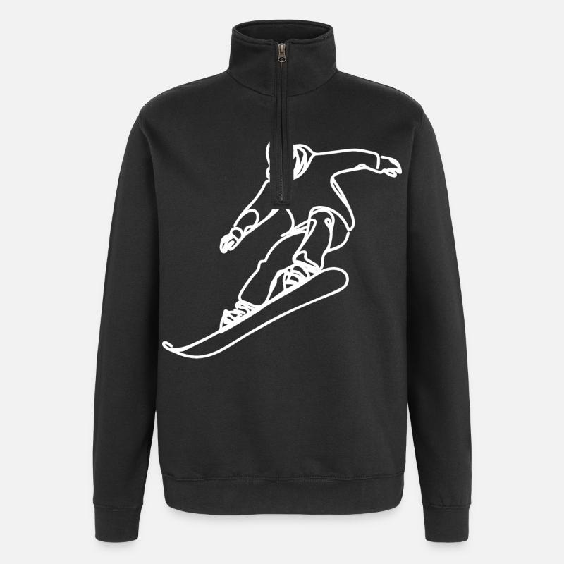 Dessin de snowboarder - Sweat à zip 1/4 - noir