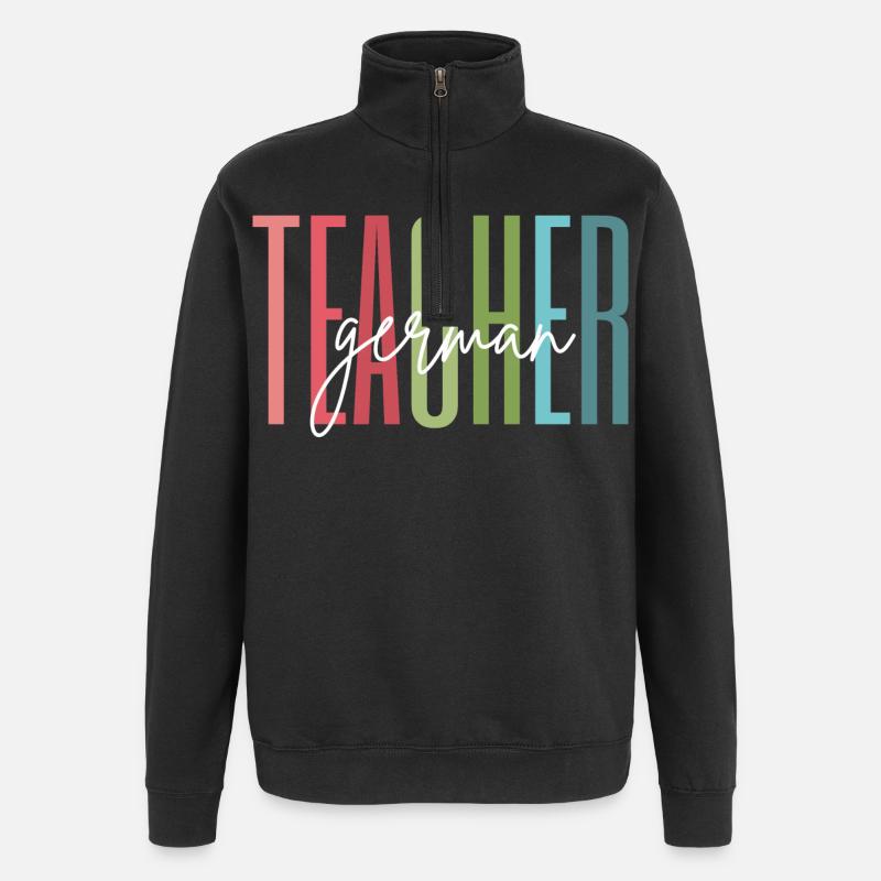 Deutsch Lehrerin Schule Geschenk - Quarter-Zip-Sweatshirt - Schwarz