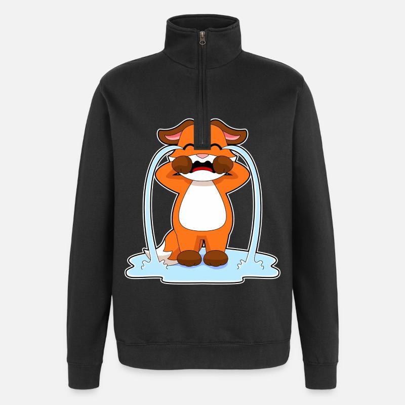 Fuchs weint - Quarter-Zip-Sweatshirt - Schwarz