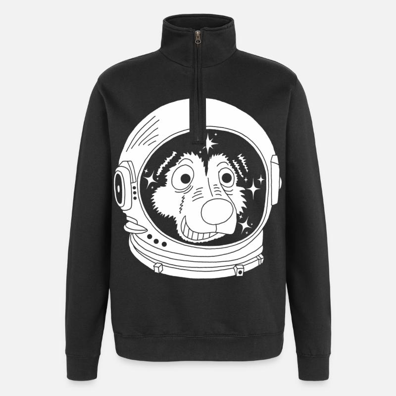 Astronaut Hund - Quarter-Zip-Sweatshirt - Schwarz