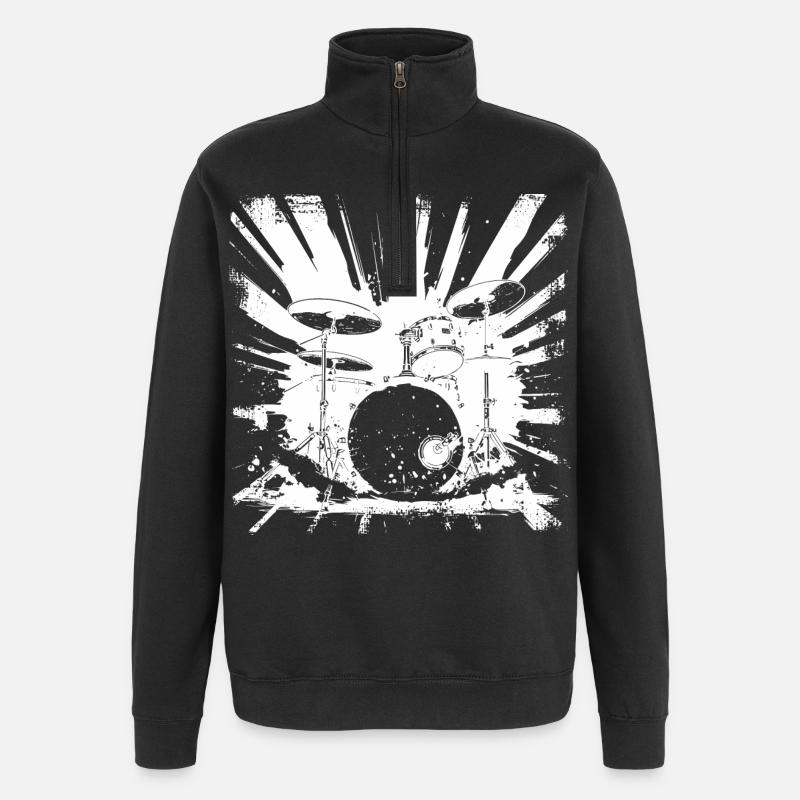 Graphiques de batterie - Sweat à zip 1/4 - noir