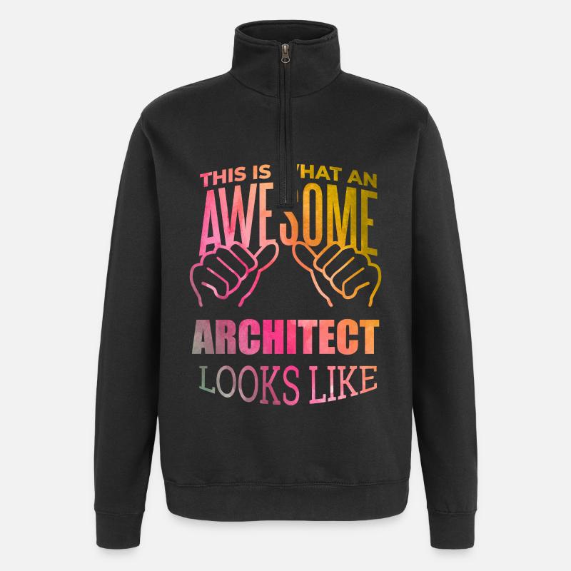 architecte - Sweat à zip 1/4 - noir