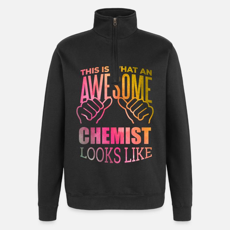 Chemiker - Quarter-Zip-Sweatshirt - Schwarz