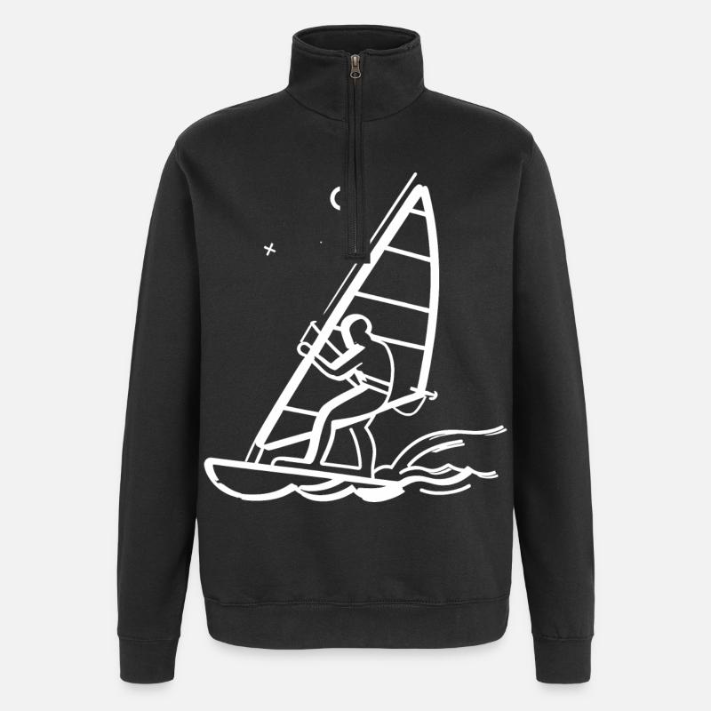 Planche à voile Line Art - Sweat à zip 1/4 - noir