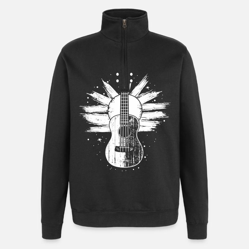 Croquis de ukulélé - Sweat à zip 1/4 - noir
