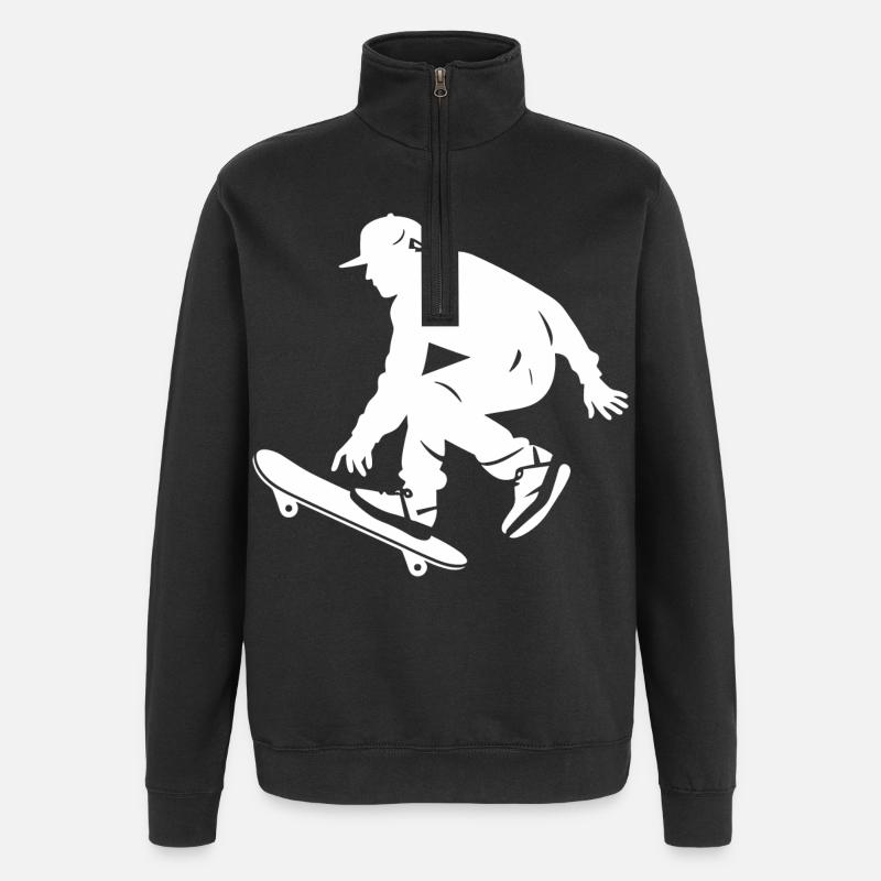 Skateboarding Junge - Quarter-Zip-Sweatshirt - Schwarz