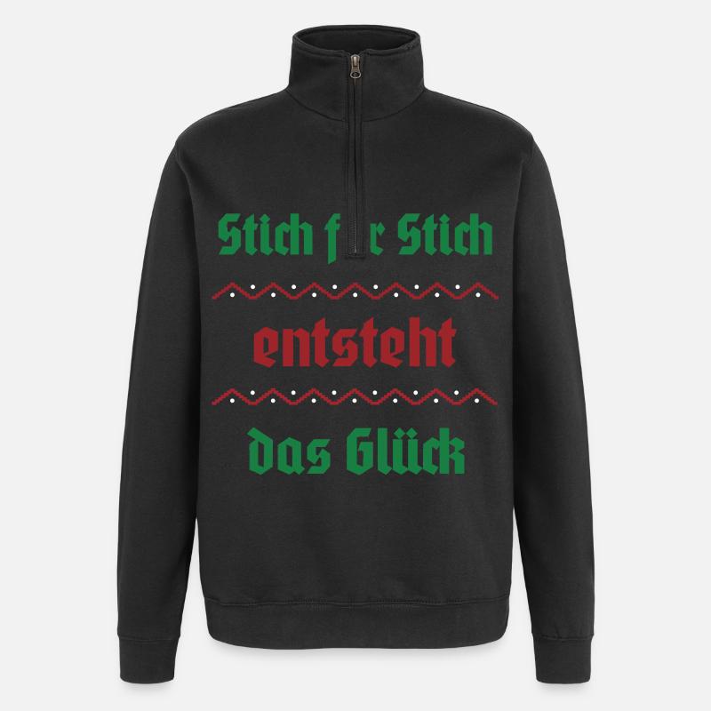 Point par point, le bonheur surgit - Sweat à zip 1/4 - noir