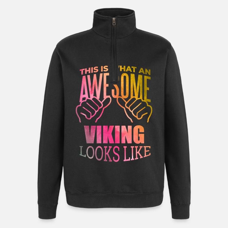 Wikinger - Quarter-Zip-Sweatshirt - Schwarz