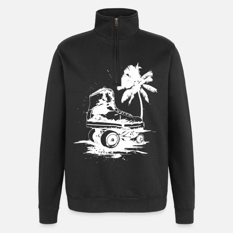 Dessin de patins à roulettes - Sweat à zip 1/4 - noir