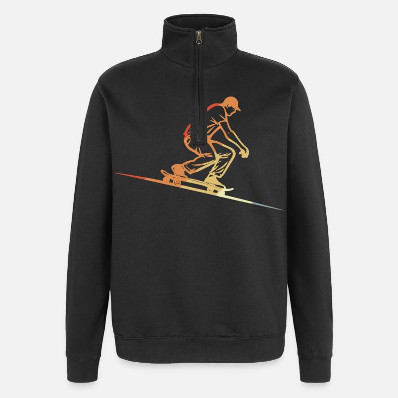 Skateboarding Retro Stil - Quarter-Zip-Sweatshirt - Schwarz