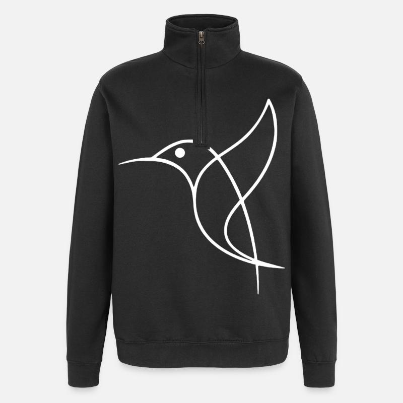 Croquis d'un oiseau blanc - Sweat à zip 1/4 - noir