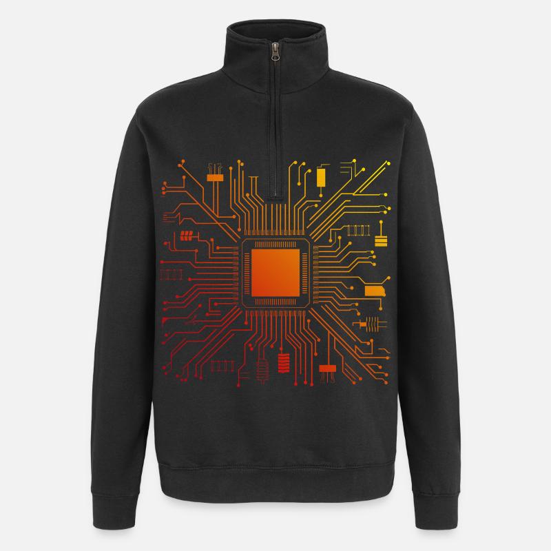 Tech Computer Motherboard Abstract Microchip - Quarter-Zip Sweatshirt - black