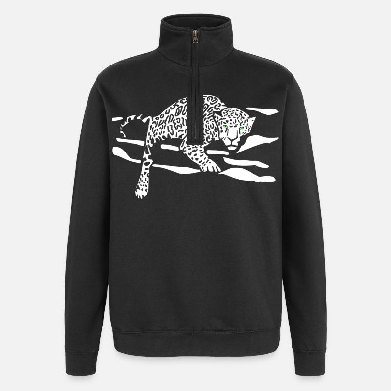 Leopard Sprung Silhouette - Quarter-Zip-Sweatshirt - Schwarz