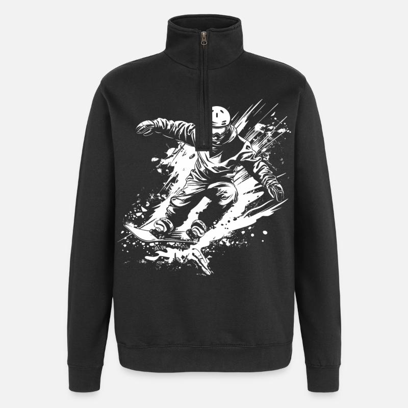 Snowboarder - Quarter-Zip-Sweatshirt - Schwarz