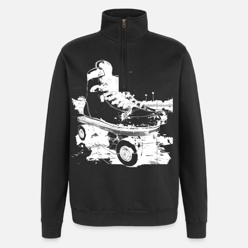 Graphique Patins à roulettes - Sweat à zip 1/4 - noir
