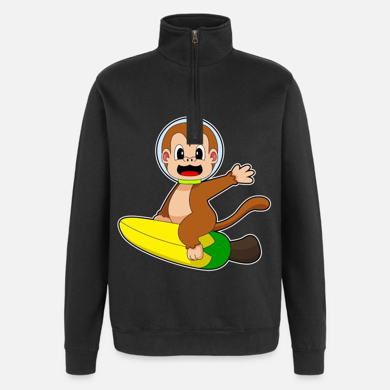 Affe Banane  - Quarter-Zip-Sweatshirt - Schwarz
