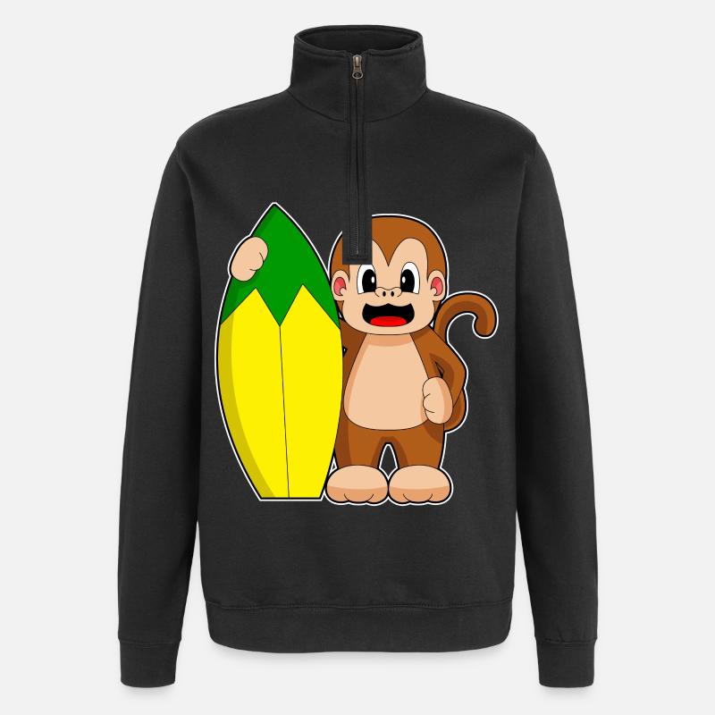 Monkey Banana Surfing - Quarter-Zip Sweatshirt - black