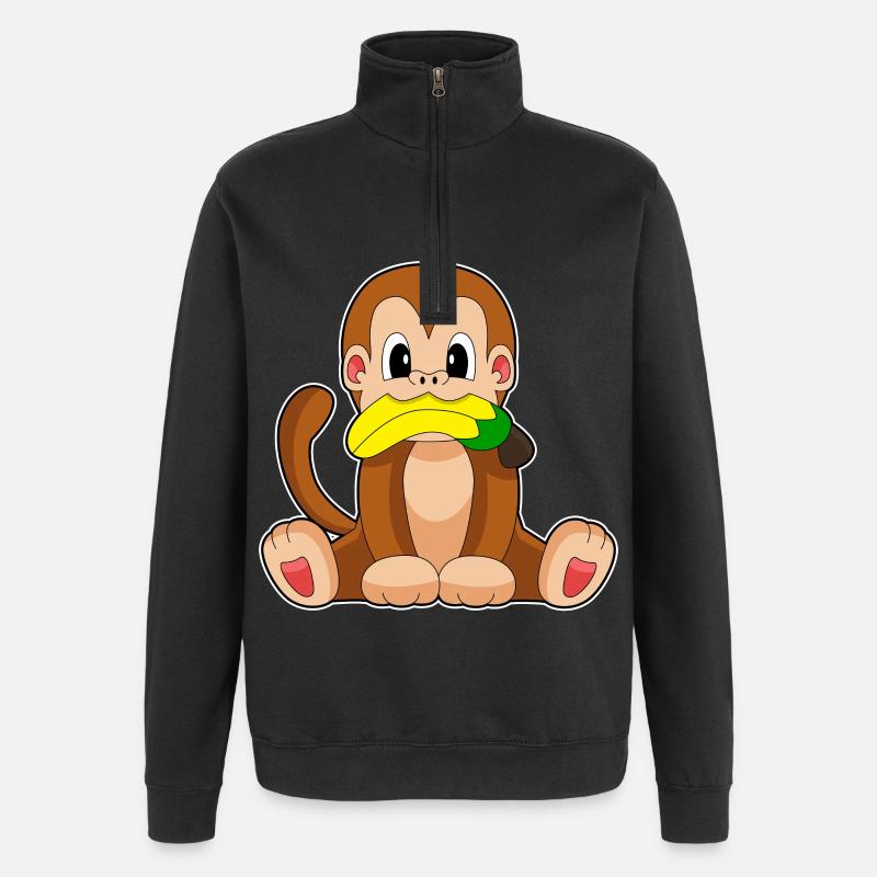 Singe Banane - Sweat à zip 1/4 - noir