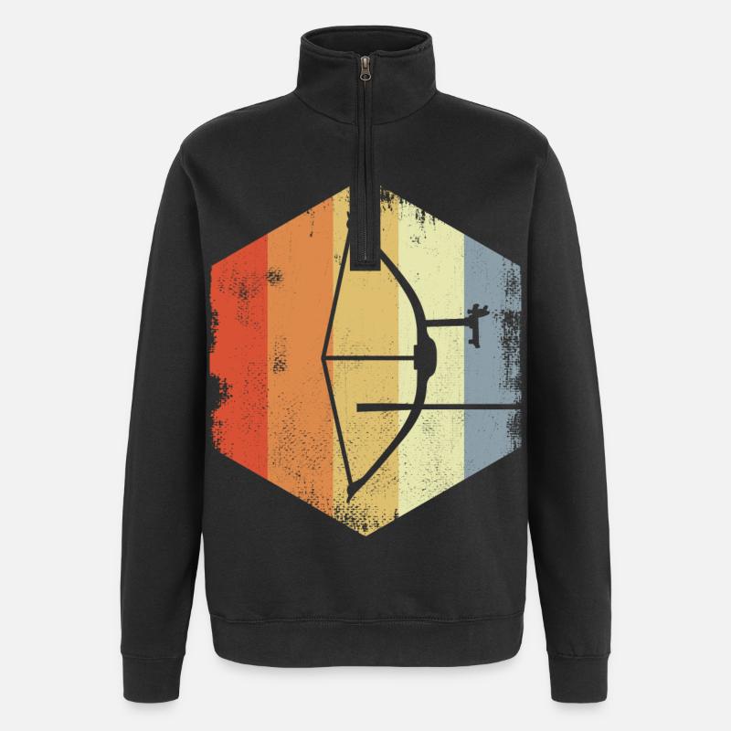 Retro Bogensport - Quarter-Zip-Sweatshirt - Schwarz