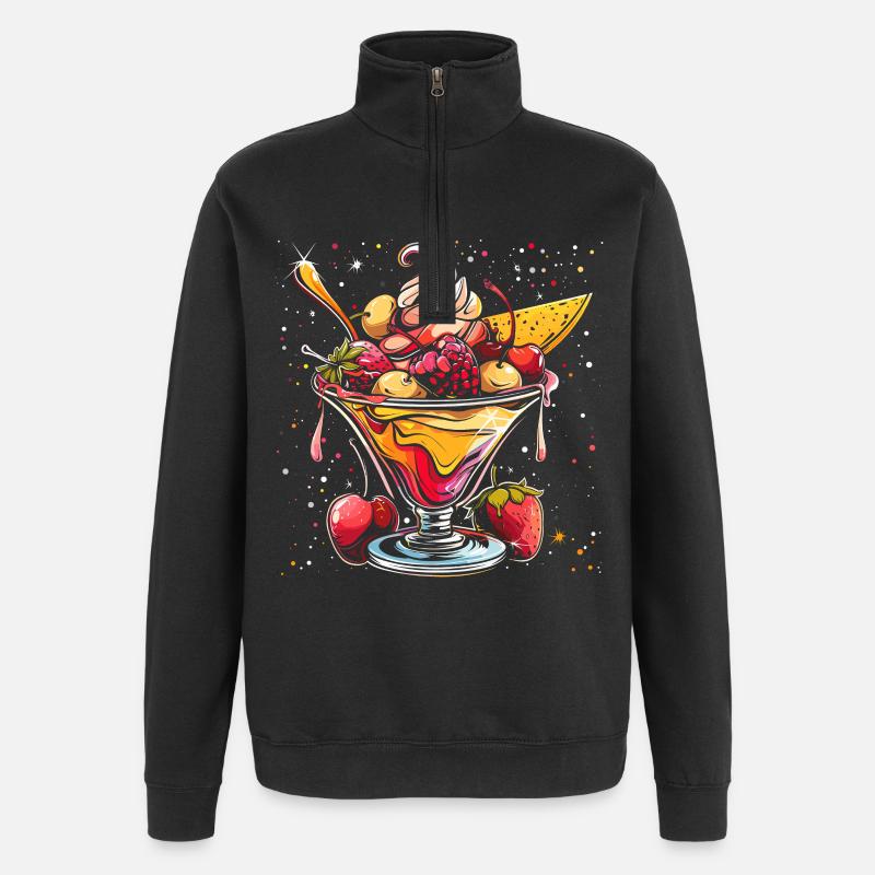 Graphique sundae à la crème glacée - Sweat à zip 1/4 - noir