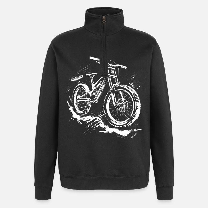 Mountainbiker Zeichnung - Quarter-Zip-Sweatshirt - Schwarz