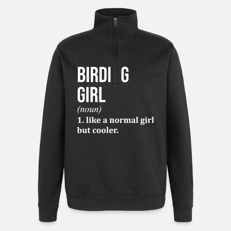 Oiseaux - Sweat à zip 1/4 - noir