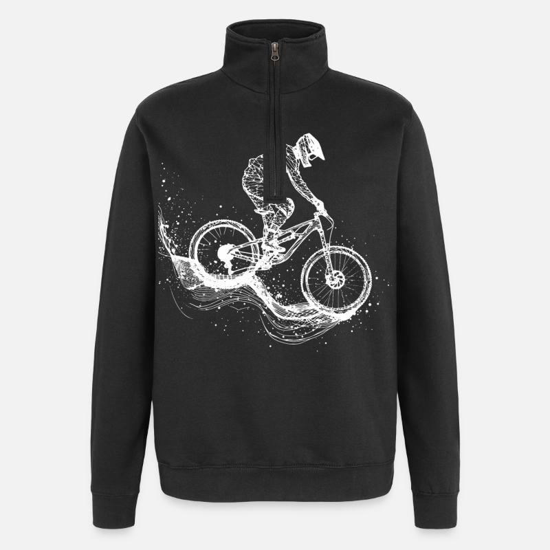 Mountain Biking Drawing - Quarter-Zip Sweatshirt - black