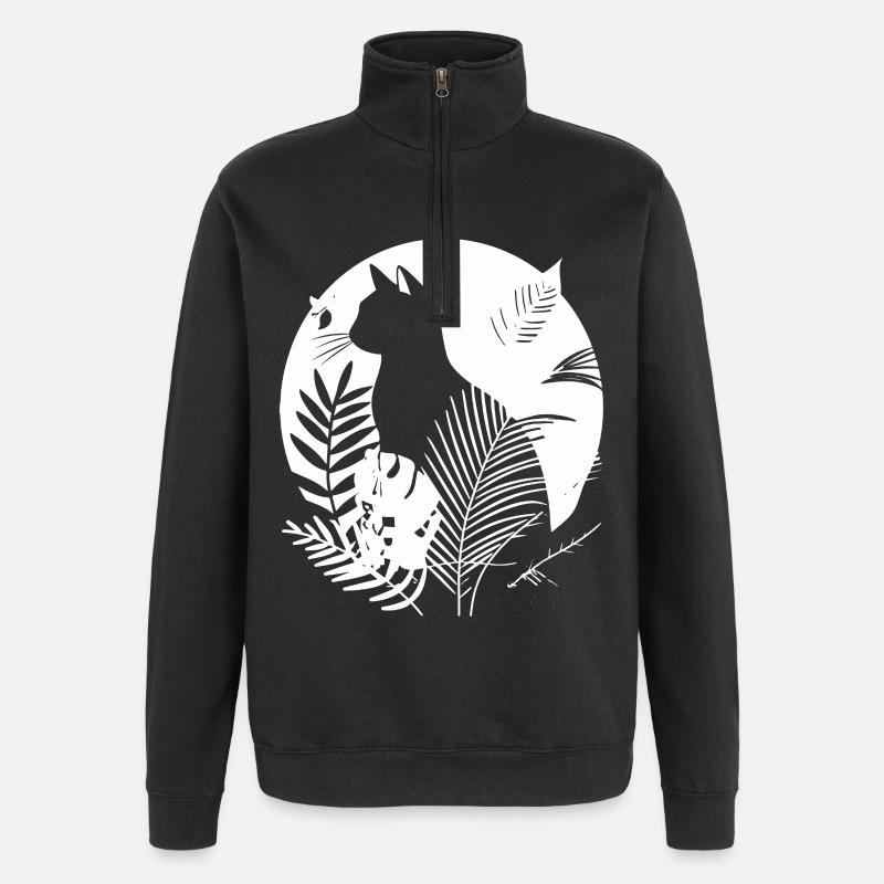 Illustration de chats - Sweat à zip 1/4 - noir