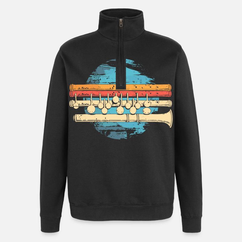 Flûte graphique - Sweat à zip 1/4 - noir