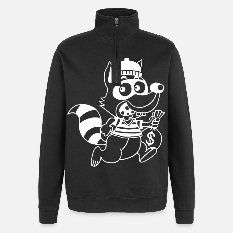 Raton laveur voleur (blanc) - Sweat à zip 1/4 - noir