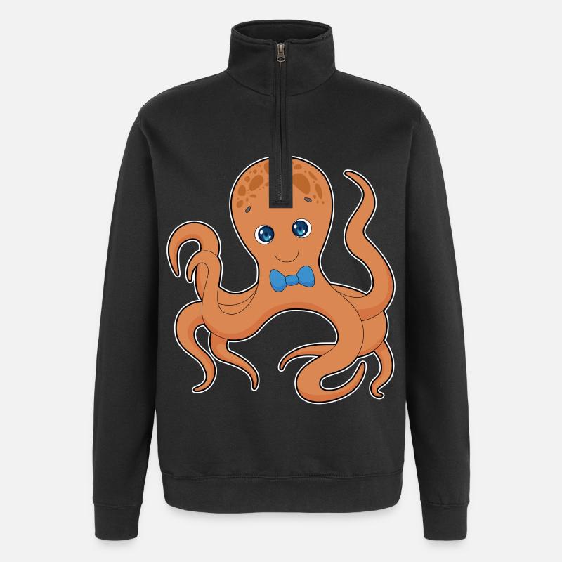 Krake Fliege - Quarter-Zip-Sweatshirt - Schwarz