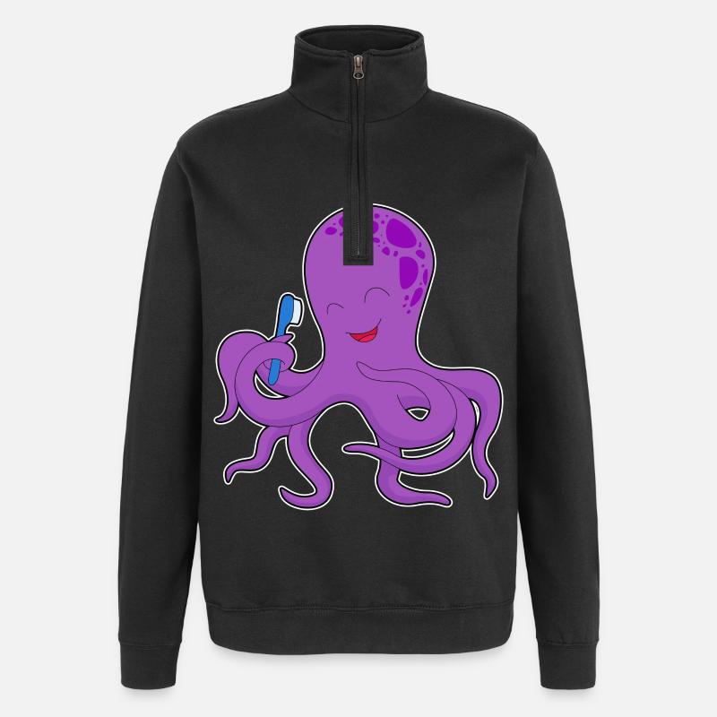 Octopus Brosse à dents - Sweat à zip 1/4 - noir
