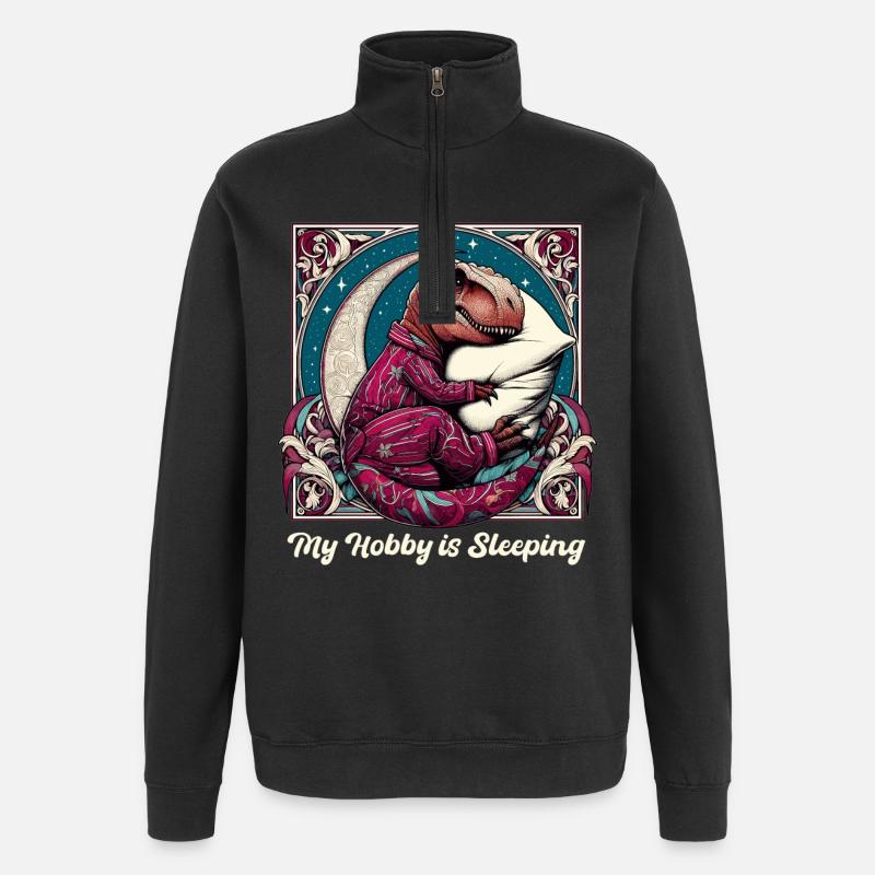 T-Rex Sleeping Hobby Gift - Quarter-Zip Sweatshirt - black