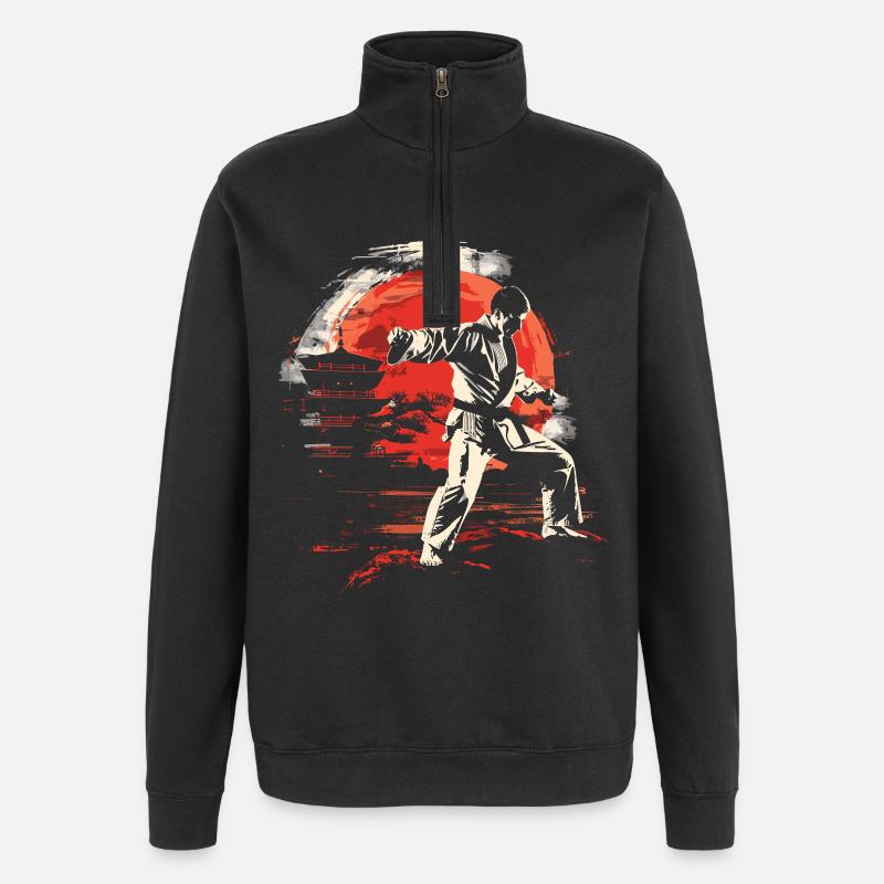 Karateka Grafik - Quarter-Zip-Sweatshirt - Schwarz