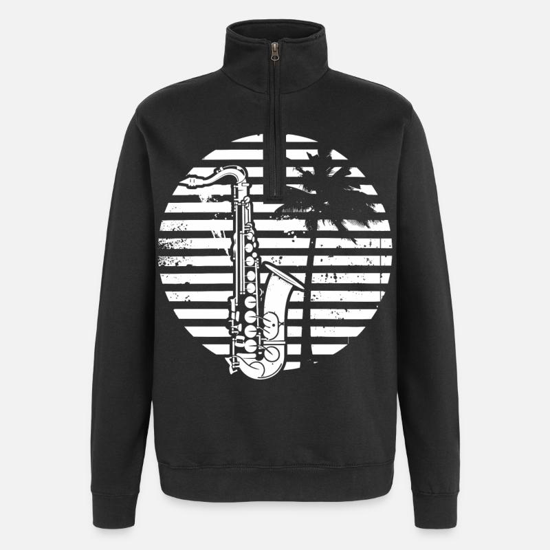 Saxophone Drawing - Quarter-Zip Sweatshirt - black
