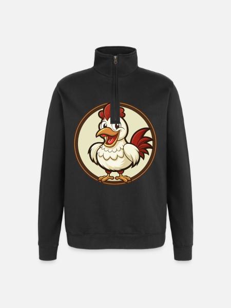 kylling, farverig, kawaii, tegneseriefigur Clipart - Sweatshirt med 1/4 lynlås - sort