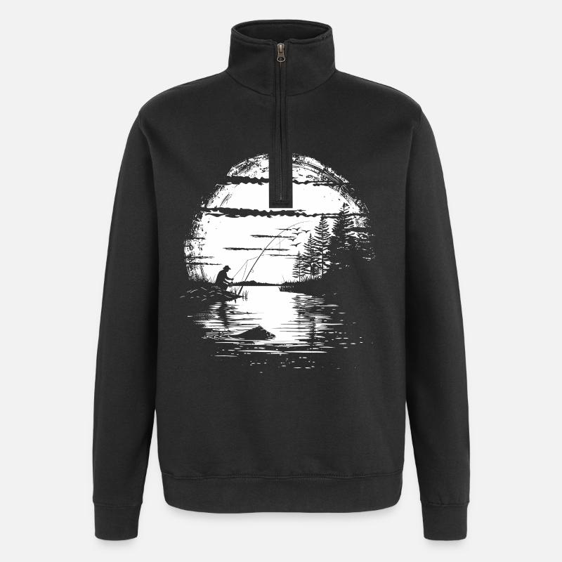 Pêche - Sweat à zip 1/4 - noir