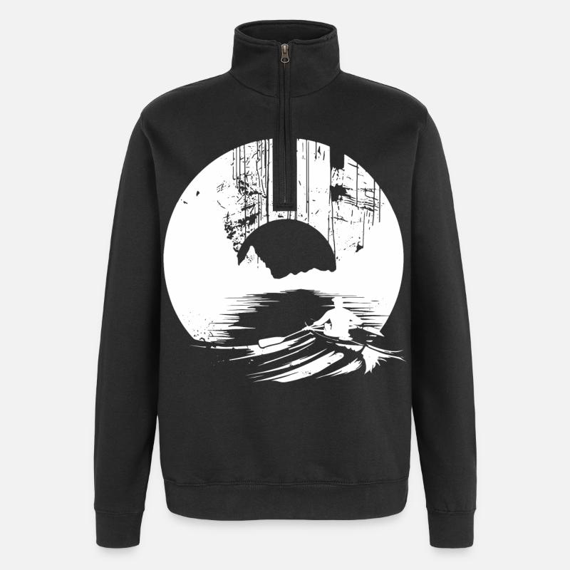 Dessin d’aviron - Sweat à zip 1/4 - noir