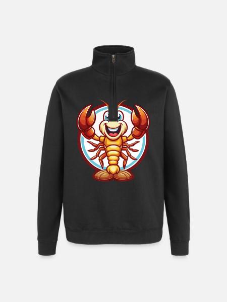 Lobster Funny Kawaii Cartoon Clipart Animal Pet - Quarter-Zip Sweatshirt - black