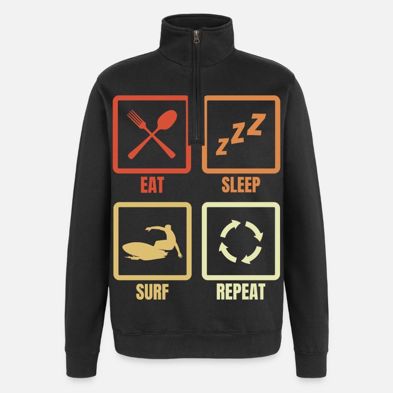 Manger Dormir Surfer Répéter - Sweat à zip 1/4 - noir