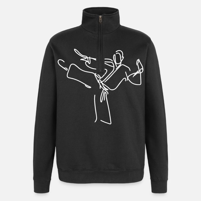 Dessin Karateka - Sweat à zip 1/4 - noir
