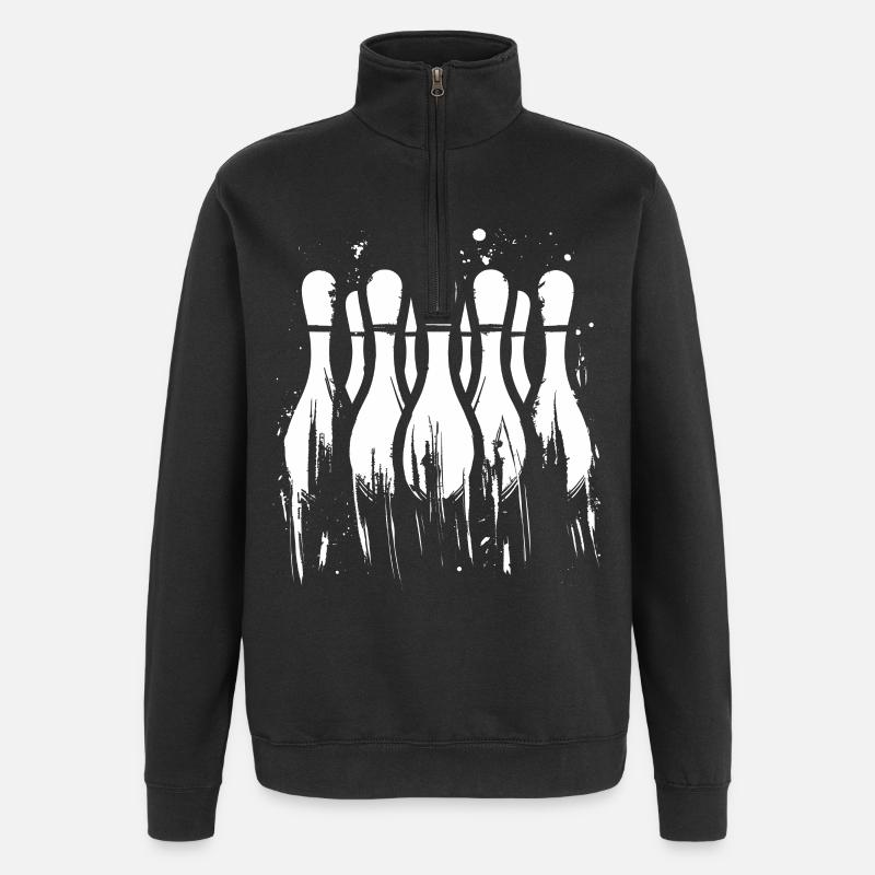 Bowling Grafik - Quarter-Zip-Sweatshirt - Schwarz