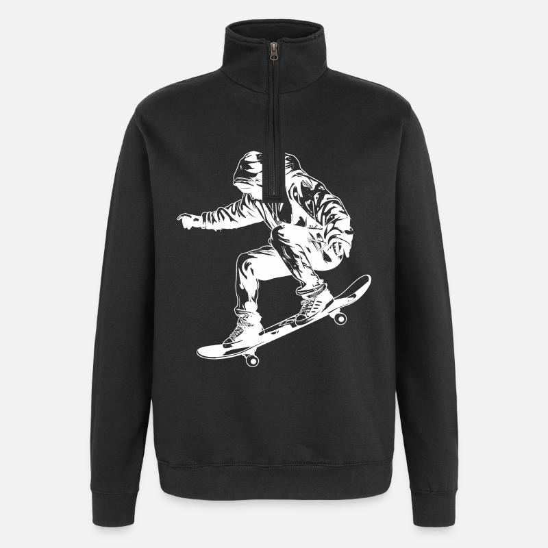 Graphismes de skateboard - Sweat à zip 1/4 - noir