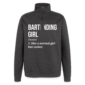 Barman - Sweat à zip 1/4 - charbon - Devant - AI Model Female 172 light (172cm) & AI Model Male 178 dark (178cm)