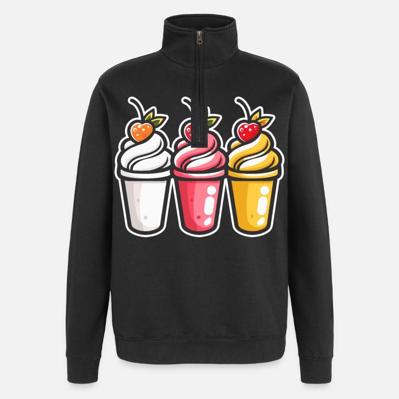 Eiscreme Becher - Quarter-Zip-Sweatshirt - Schwarz