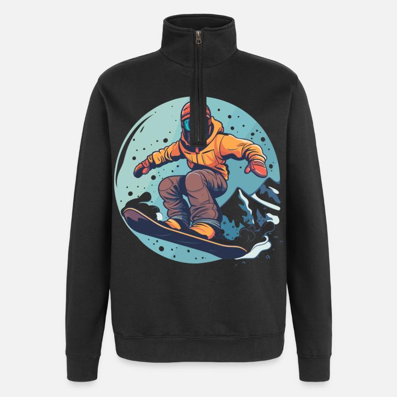 Snowboarding Graphics - Quarter-Zip Sweatshirt - black