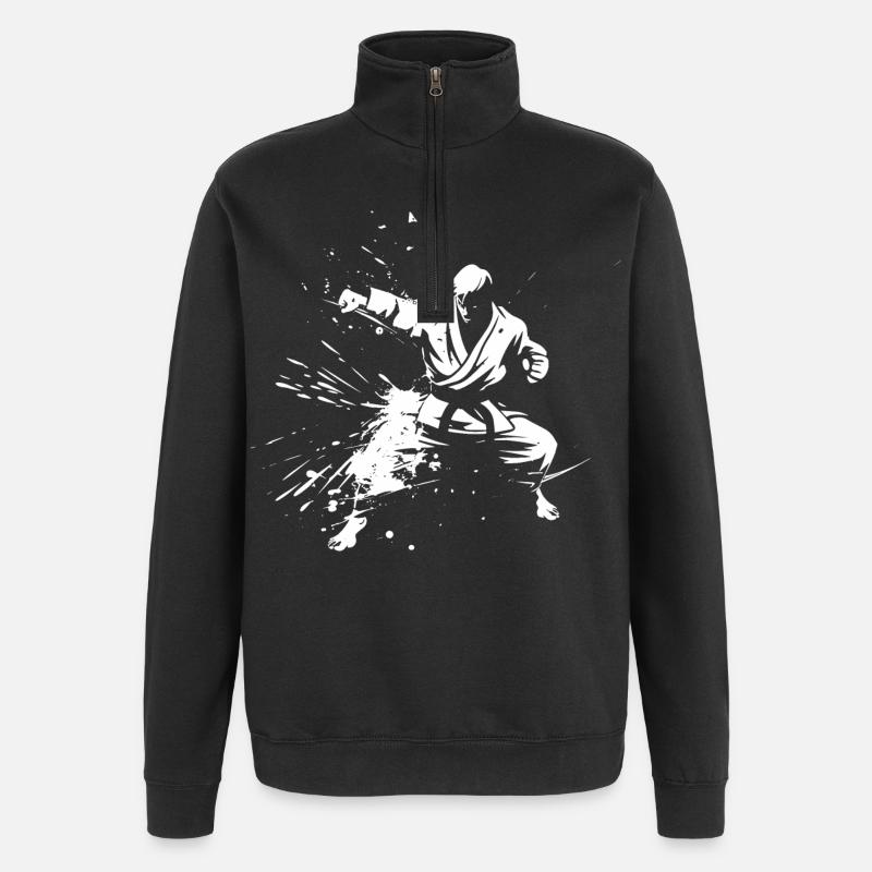Karate Boy Drawing - Quarter-Zip Sweatshirt - black